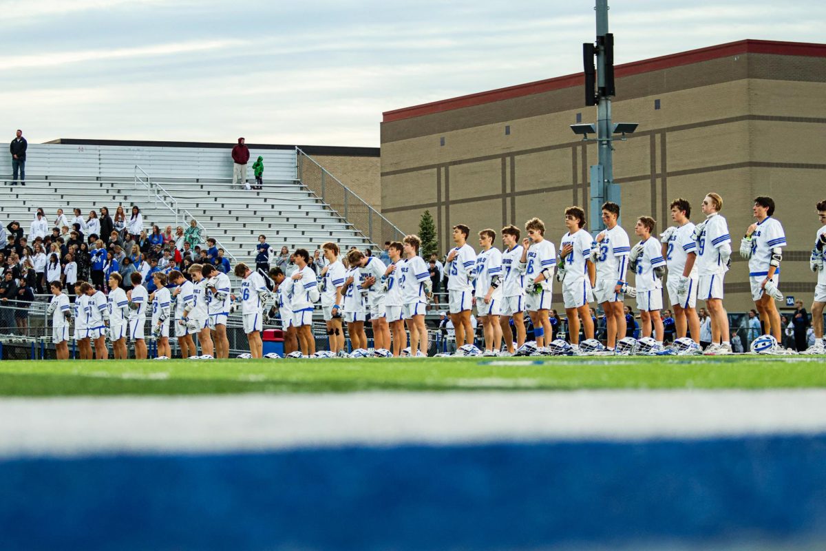 HSE Boys Varsity Lacrosse Team During the National Anthem
