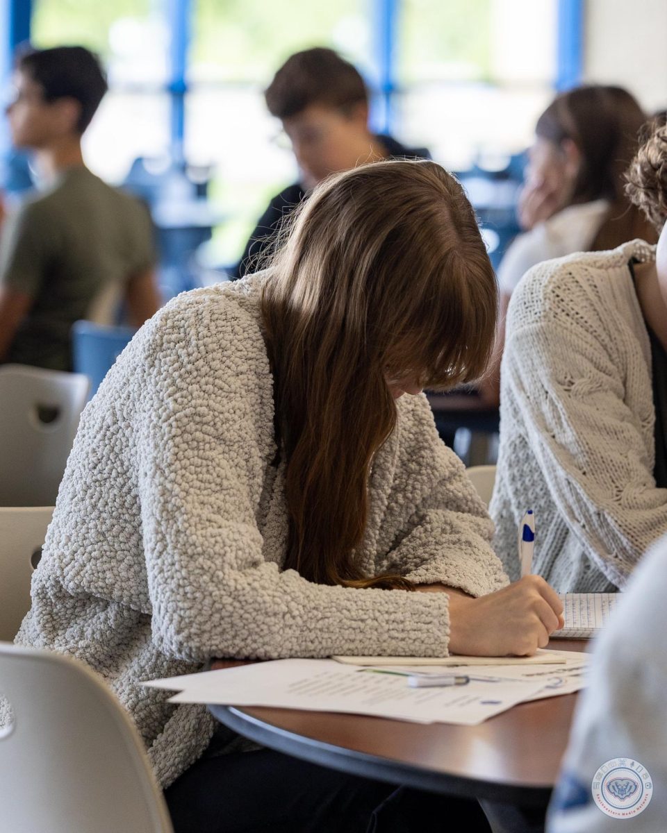 A student working at Mrs. Bush's Study Bootcamp at Hamilton Southeastern High School on August 4, 2025.
