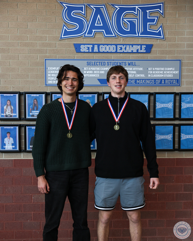 William Henning and Landon Osswald receive the S.A.G.E. award on Feb. 25, 2026 at Hamilton Southeastern High School.